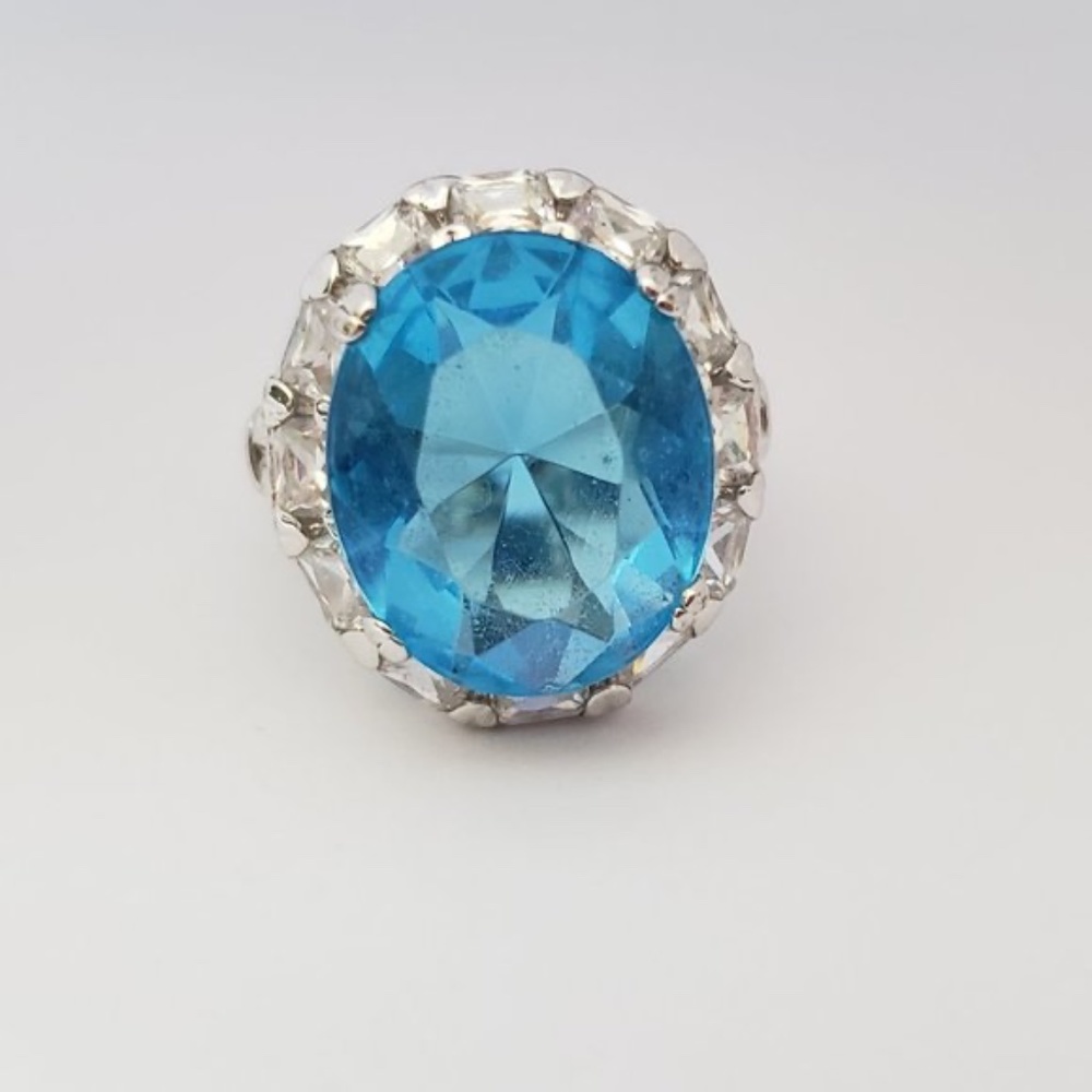Blue CZ Statement Ring 7